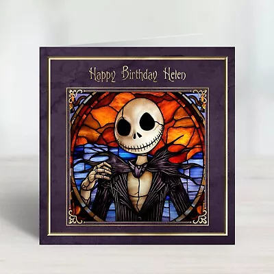 PERSONALISED Nightmare Before Christmas Stained Glass Jack Birthday Card • £3.50