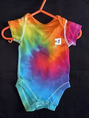 0 To 3 Months Rainbow Tie Dye Baby Vest T-shirt Unisex • £5.50