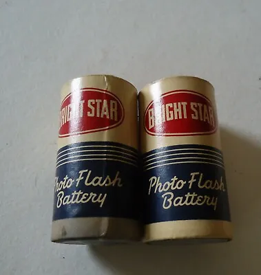 Vintage Bright Star Photo Flash Batteries Dec 1956 Size C Paper Label Dry Cell  • $30