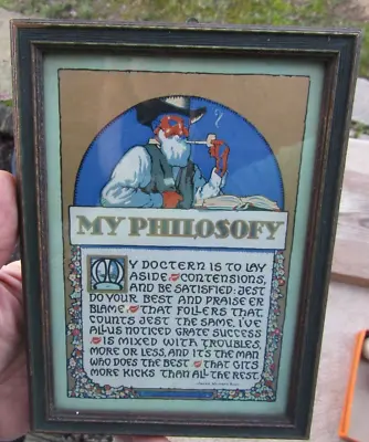 Art Deco Mission Style Framed Motto Print James Whitcomb Riley  My Philosophy  N • $29.99