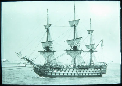 £24.99 • Buy Magic Lantern Slide Scale Sailing Model HMS Victory & Crew Royal Review 1935
