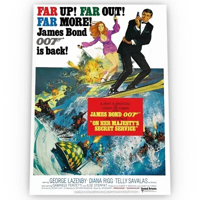 £15.99 • Buy On Her Majesty's Secret Service James Bond Movie Poster Satin Stunning A1 A2 A3