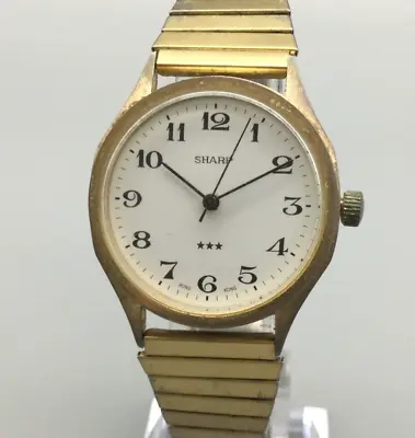 Vintage Sharp Watch Men Gold Tone 34mm Stretch Band Manual Wind • $25.99