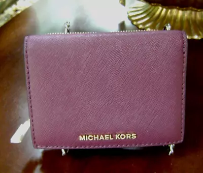 Michael Kors NWT Plum Saffiano Leather Small Jet Set Travel Wallet • $99.99