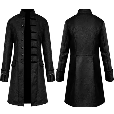 Mens Vintage Gothic Steampunk Jacket Military Blazer Frock Pirate Coat Outwear • £27.59