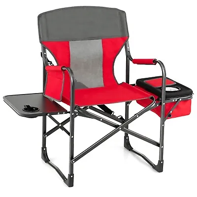 Camping Director Chair Folding Camp Chair Portable Beach Chair W/Storage Pockect • £64.95