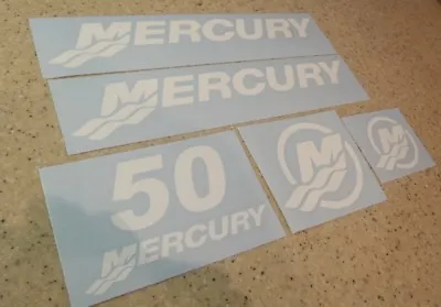 Mercury Vintage Outboard Motor 50 HP Decal Kit FREE SHIP + FREE Fish Decal! • $16