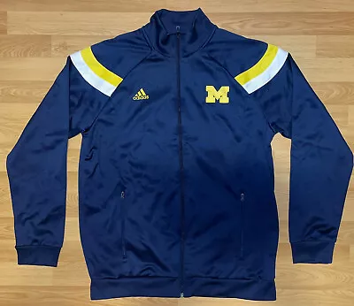 Mens SZ 54 ADIDAS Michigan Wolverines NCAA Football Track Jacket Blue On Field • $32.99