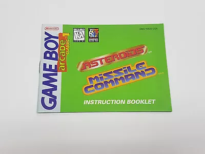 Arcade Classic 1 Missle Command Asteroids Nintendo Game Boy Manual Only • $9.95