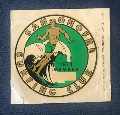 Vintage 1974 SAN ONOFRE Water Transfer Decal Surfing • $55