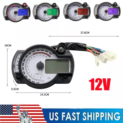 Motorcycle 7Color LED Backlight Odometer Speedometer Digital Tachometer Km/h MPH • $31.89