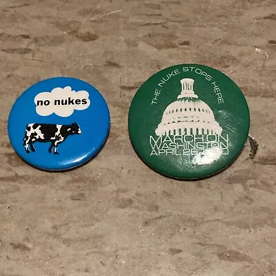 Vintage Anti Nuclear Pin Lot NO NUKES Activism March On Washington 1980 • $9