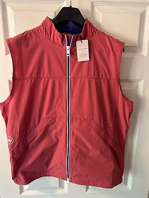 Peter Millar Crown Cape Red Full Zip Vest 4 Way Stretch Jacket NWT $168 Sz Med • $64.95