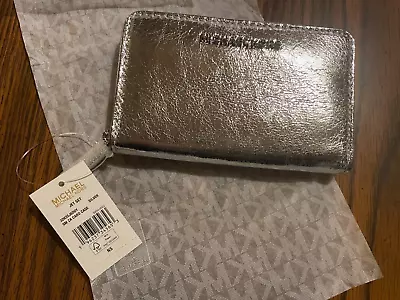 Michael Kors Metallic Silver Small Card Case Wallet NWT • $20