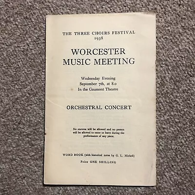 Ralph Vaughan Williams Conducts Worcester Three Choirs Festival Programme 1938 • £5