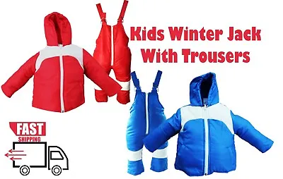 Kids Snow Suit Insulated Winter Jacket Padded Baby Girls Boys All-In-One Lined • £11.99