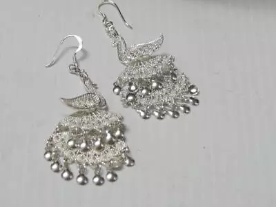 Vintage Southwestern / Mexican Peacock Filigree Sterling Silver Earrings • $58.88