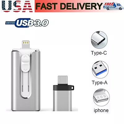64GB USB3.0 Type C Micro Flash Drive Memory Stick 3 Port Drive For Iphone/Laptop • $17