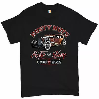 Rusty Nuts Auto Shop T-shirt Hot Rod Rat Rod Vintage Old School Men's Tee • $15.84