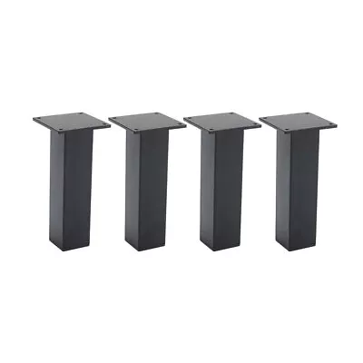 Set Of 4 Black Steel Feet Square Furniture Legs Cabinet Desk Table Metal Support • £19.95