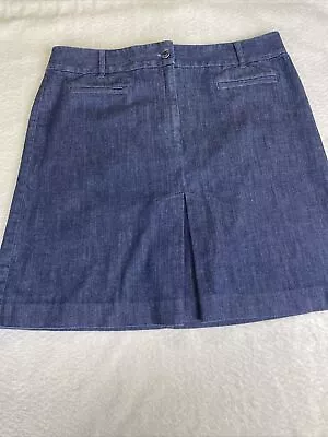 Talbots Skirt Size 16P Blue Denim Stretch A-Line Pleat Knee Length Pockets  • $17.85