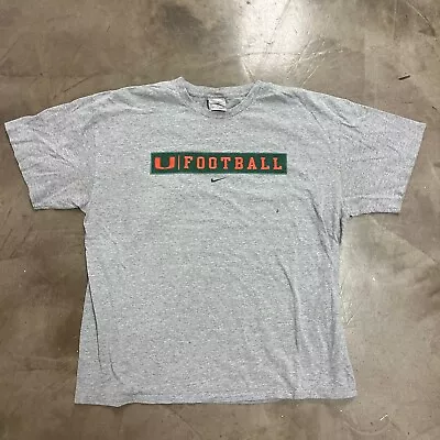 Vintage Nike University Of Miami Canes Football Tee Shirt Size Xl • $9