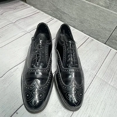 VTG The Florsheim Shoe Black Leather Saddle Lace Up Oxford Shoes Mens Size 8.5 D • $55