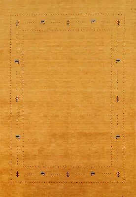 Orange Gabbeh Bordered Oriental Room Size Rug 7x8 Hand-knotted Wool Carpet • $308.71