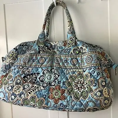 Vera Bradley Large Travel Weekender Dbl Zippered Tote Bag Bali Blue No Strap • $39.99