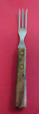 Vtg Granny Fork Stainless Wood Handle Utensil Meat Turning Cooking 3 Prong Japan • $11.99