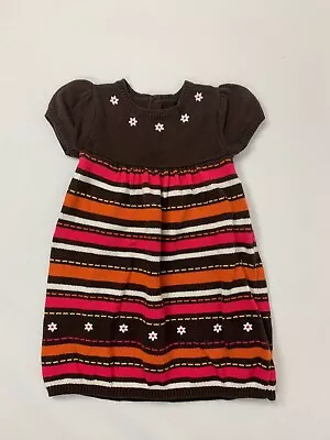 Gymboree Fall For Autumn Brown Pink Orange Flower Sweater Dress 3T Excellent • $14.36