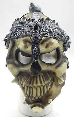 Vintage Evil Warrior Skeleton Viking Rubber Halloween Mask • $16