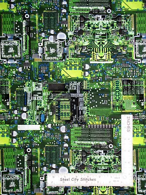 $10.98 • Buy Computer Electronic Circuit Board Cotton Fabric Timeless Treasures C8326 By Yard