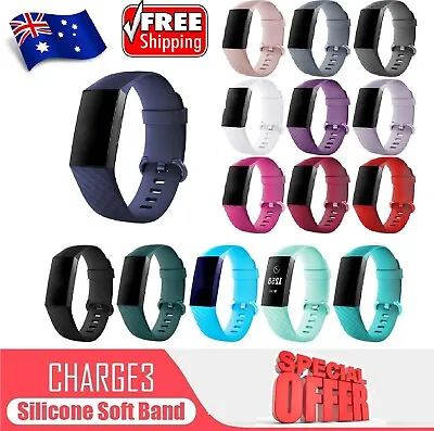 Replacement Band For Fitbit Charge  3 Soft Silicone Band Strap Watch Wrist Band • $8.69