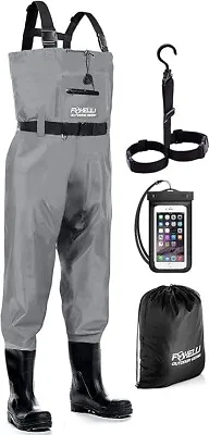 Chest Fishing Waders Foxelli Gray Neoprene Men GRAY Boots Size 8  Duck Hunting • $53.95