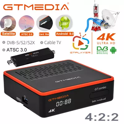 US 4K FTA DVB-S2/S2X+ ATSC 3.0 Satellite Receiver Decoder Android 9.0 TV BOX DVR • $59.99