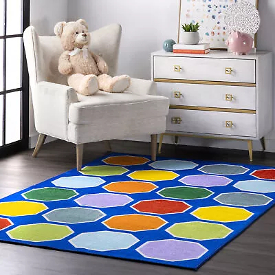 NuLOOM Kecia Octagons Printed Area Rug In Blue Kids Geometric Design • $43.70