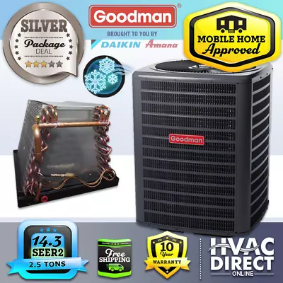 2.5 Ton 14.3 SEER2 Mobile Home Central Air Conditioner & Coil Goodman AC System • $2300