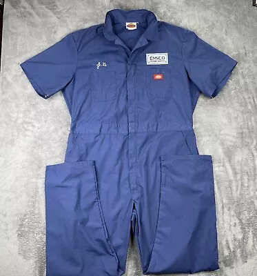 Vintage Dickies Coveralls Mens 42 Blue Mechanic Workwear Overall Jumpsuit XL Jr. • $29.99