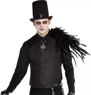 Black Vest Gothic Vampire Count Fancy Dress Up Halloween Adult Costume Accessory • $19.77