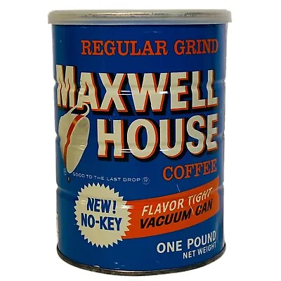 Vintage Maxwell House Reg Grind Coffee Can  No Key Flavor Tight  1 Lb W Lid.   • $7.72