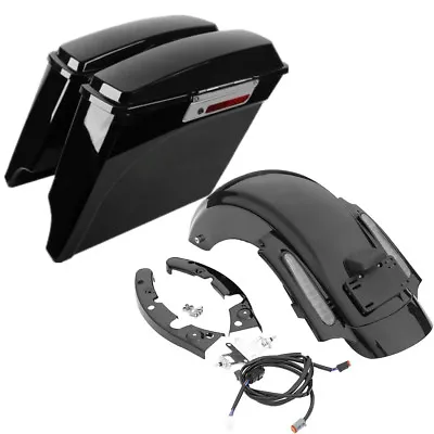 5  Stretched Extended Saddlebags & Rear Fender For Harley Touring CVO 2009-2013 • $360.99