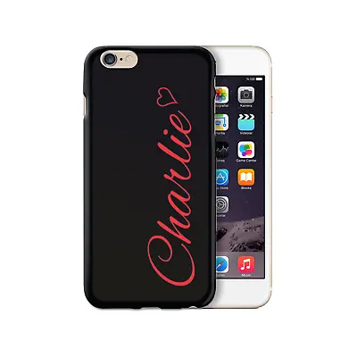 Personalised Initial Phone Case;Red Heart Name On Black TPU Soft Phone Cover • $34.94