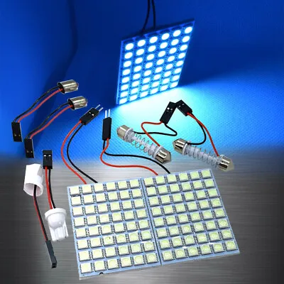 Ice Blue 48 LED Lamp Dome Roof Light Panel T10 Festoon BA9S Adapter W1 S T JP • $26.80