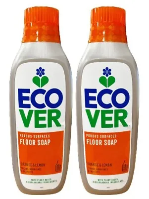 Pack Of 2 X Ecover Orange And Lemon Floor Soap 1 Litre With Natural Linseed Oil • £13.69