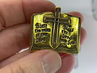 Bible With Cross VATICAN LIBRARY COLLECTION Vintage Gold Brooch Pin M-1321* • $49.99