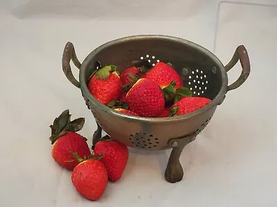 Copper Colander Claw Legs 5  Diam Vintage Strainer Farmhouse Chic Rustic Kitchen • $23.99