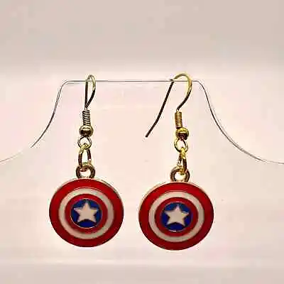Captain America Shield Earrings - Super Hero Earrings - Marvel Earrings • $6.99