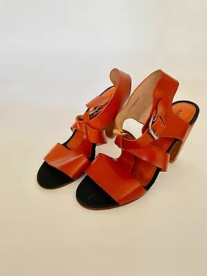 Adetacher Orange Leather Strappy Heel 40/10 • $200