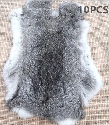 10 Pieces Real Natural Tanned Rabbit Pelt Fur Skin Hide Leather For Crafts Decor • £47.49